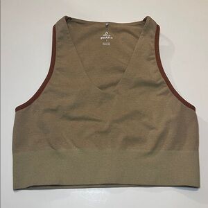 PrAna Sopra Seemless Cropped Tank Organic Cotton Blend Earth Tone Brown Size L
